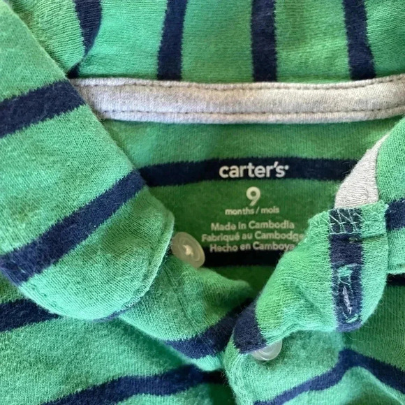 6-9 months Geranimals and Carter’s short sleeve striped polo onesies set​ - Picture 2 of 4